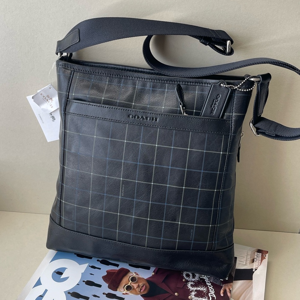(new+tag) Coach F71757 Men/Unisex tech crossbody full leather black tattersall - Picture 16 of 16